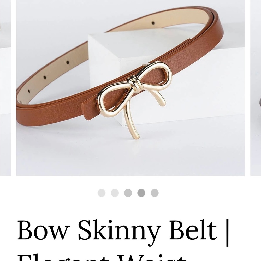 Elegant Brown Bow Skinny Belt